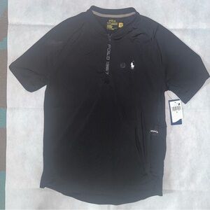 Polo Ralph Lauren black performance blade collate quarter zip short sleeve top